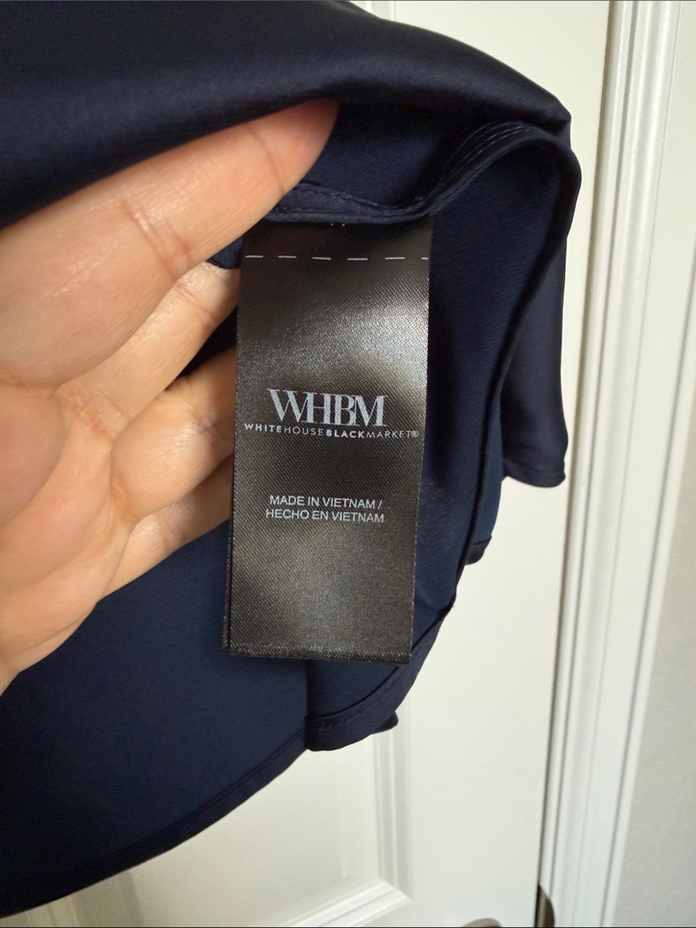White House Black Market Navy Cowl Neck Sleeveless Blouse - Picture 3 of 8